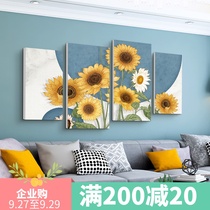 Sunflower hanging painting living room sofa background wall background wall murals modern simple bedroom bedside niche decorative painting