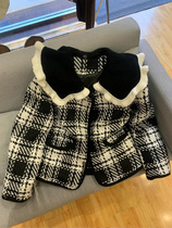 High-end celebrity xiaoxiang wind thickened plaid short coat doll collar coat women autumn and winter European station tide ins