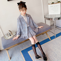 Girls jk uniform skirt set 2021 new autumn childrens Tong coat Academy style pleated skirt two-piece set