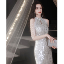 High-end small evening dress women short 2021 New banquet temperament socialite dress French light luxury fairy dress