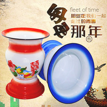 Thickened old old-fashioned ceramic enamel thickened retro high-legged portable light old lady spittoon