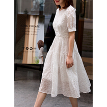 Temperament fairy dress who wears a good-looking French white lace foreign style fashionable age-reducing thin dress female