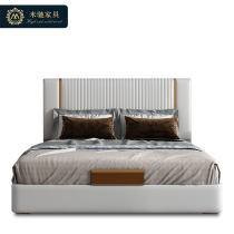 Bed Light luxury modern simple style leather bed 1 8 meters net red Master bedroom King bed Double Italian-style Hong Kong-style happy wedding bed