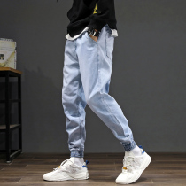  Young mens pants Korean version of the autumn trend jeans mens loose casual all-match tooling Harun long pants mens trend brand