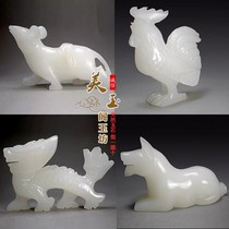 Jade twelve zodiac ornaments mouse ox tiger rabbit dragon snake sheep monkey chicken dog pig fortune porch desktop decoration crafts