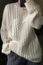 European new chic high-end sense super good-looking love twist sweater women loose design sense niche knitted top