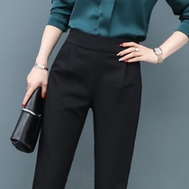 High-grade casual Harlem pants womens 2021 Spring and Autumn New High waist suit pants straight Joker slim nine-point pants