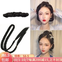 Hanfu wig costume fairy style wig bag antique flower thousand bones horn bag bun hair pad set