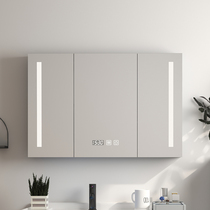  Bathroom mirror cabinet Wall-mounted bathroom solid wood hidden mirror cabinet with separate light Feng Shui mirror shelf Mirror front cabinet