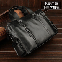 Handbag male contractor business large capacity single shoulder inclined satchel leather head layer cow leather 15 6 inch 14 inch male and earth briefcase