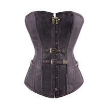 New vintage steampunk court corset floral hook-eye buckle corset