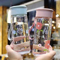 Net red water cup creative trend cute fresh girl heat-resistant transparent glass portable students Korean version of hand Cup