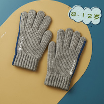 12-year-old knitted childrens gloves winter boy warm wool Primary School gloves winter little boy five fingers Big Boy 10