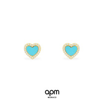 APM Monaco blue love stud earrings womens summer 2021 new fashion niche high sense light luxury earrings silver