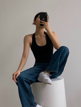 HUYIFAN neck backless black suspenders knitted vest womens interior summer new sleeveless top wear