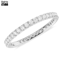 Baihe Jewelry 18K white gold full diamond row diamond ring Female color gold diamond row diamond ring with tail ring Real gold