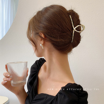 Korean Pearl hairclip back of the head female summer grab clip large shark head hairclip headgear hair catch net red hair card