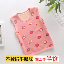 Childrens warm vest plus velvet thickened inner wear girls waistband boy baby cotton childrens autumn and winter vest