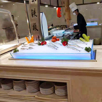 Stainless steel buffet seafood ice tank Hotel restaurant Drink LED light Salmon raw sashimi ice plate Commercial