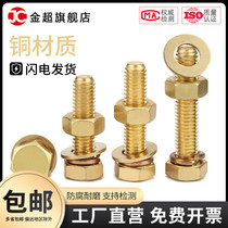 Brass Outer hexagonal bolt suit large full brass Outer hexagonal screw nut combination M4M5M6M8M10M12