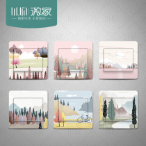 Pink landscape creative personality Nordic refurbished socket switch sticker self-adhesive removable decorative wall sticker