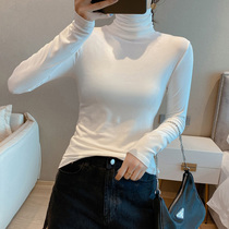 Modal high collar base shirt womens autumn and winter clothes New Interior thick pile collar white long sleeve clothes T-shirt