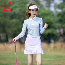 Golf clothing women fall winter set blue long sleeve white skirt slim sports breathable sweat absorbent GOLF Korean version