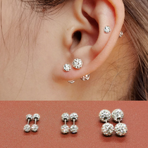 Ear bone stud sterling silver female super flash screw sleep free with pierced ears 2022 new trendy double-sided earrings earrings earrings earrings