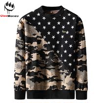 Claw money Autumn mens sweater round neck long sleeve top clothes base shirt large size mens colorblock autumn clothes