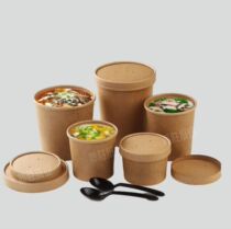 Disposable Kraft paper soup bucket soup cup soup bowl porridge bowl with lid fried yogurt paper bowl sour powder packed fast food box