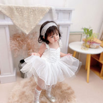  ins Childrens clothing Girls  dresses Summer clothes Childrens ballet performance clothes Baby year-old puffy yarn princess dress dress