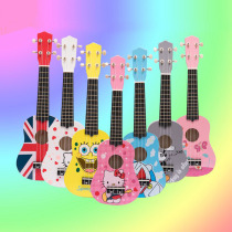 21-inch cartoon ukulele veneer female beginner childrens four-string mini musical instrument toy can play small guitar