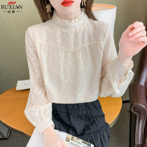 Early Autumn Chiffon Shirt Women 2021 New Spring and Autumn Winter Lace base shirt Long Sleeve Style Style Top