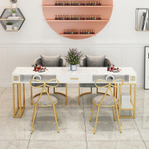 Nordic marble single and double manicure table and chair set combination modern simple double-layer manicure table with drawer