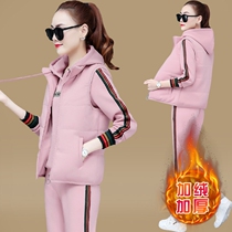 Autumn and winter warm suit womens thick plus velvet sweater three-piece winter clothing 2021 New Fashion casual sportswear