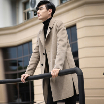 Double-sided woolen coat men's medium and long 2021 new wool woolen wool cashmere youth fashion autumn and winter coat Korean wave