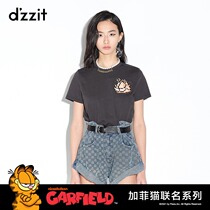 dzzit desu 2021 autumn counter new cotton garfield labeling casual T-shirt women 3D3B3191A