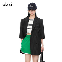 dzzit ground vegan 2022 spring special cabinet new black flower short sleeve handsome suit jacket 3E1F5112A