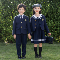 First grade class uniforms primary school uniforms spring and autumn suits small suits kindergarten Garden uniforms college English style three-piece set