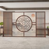 New Chinese screen partition living room simple modern office hotel lobby tea room solid wood grille shade decoration