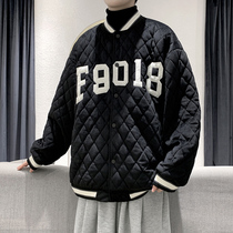 Embroidered Diamond cotton suit mens color baseball collar autumn and winter coat large size design neutral warm thin cotton coat jacket