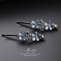  Retro hairpin one-word clip bangs clip Adult top clip edge clip Rhinestone lady elegance mother hairpin pair clip