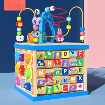 Baby boy baby boy 1-2-3 years old teaching multifunctional string of beads Baobab box tetrahedron Puzzle Toy Wooden