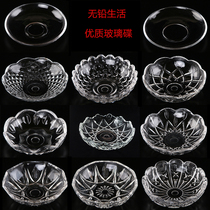 (10) Glass plate transparent European small plate mini circular melon disc creative fruit disk set