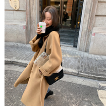2022 autumn and winter new humpy double-sided cashmere big coat woman with Korean version loose and small fur coat