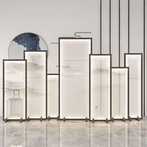 Decorative door partition entrance New Chinese style design Titanium entrance LED stainless steel art glass screen