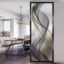 Backlit stainless steel tempered glass partition wall Light luxury home partition screen Rose gold metal hollow lattice