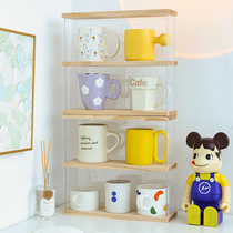 Desktop Cup Shelf shelf solid wood glass cup coffee mug dust box tea cup storage cabinet multi-layer