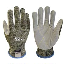 Kevlar Bag Steel Wire Bull Leather Patch Leather Labor Protection Gloves Anti-Puncture Wear Resistant Wear Resistant High Temperature Resistant And Cut 5 Grade