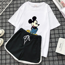 Mitch Casual Fashion Suit Womens Summer 2022 New Korean Version Loose Sportswear Student Shorts Two Sets Tide